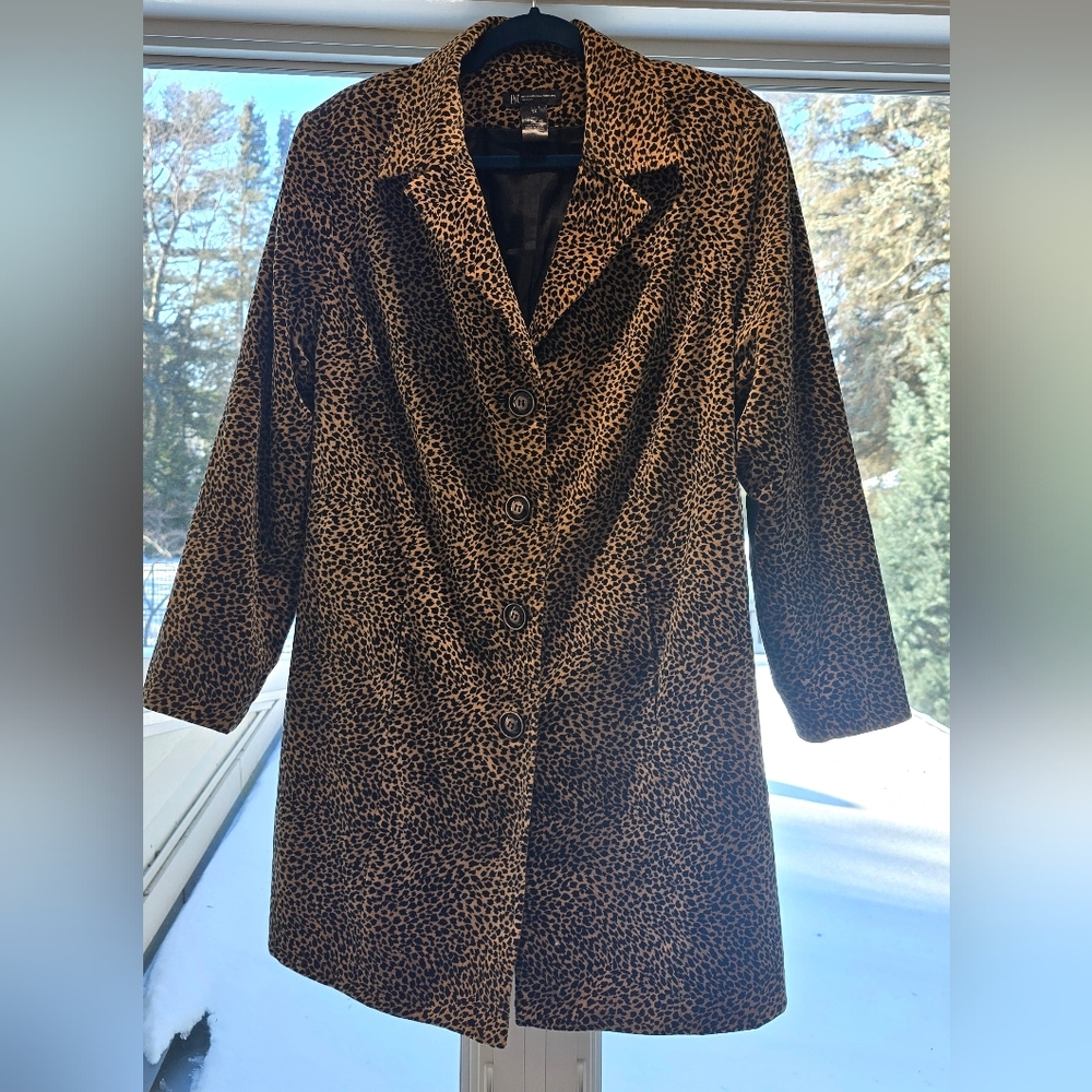 INC International Concepts Leopard-Print Brown and Black Trench Coat